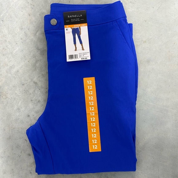Rafaella Women’s Dazzling Blue Stretch Capri Pants Size 12 - Picture 2 of 8